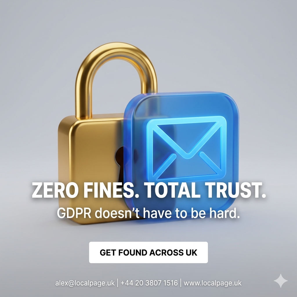 Silver 3D play button icon with a location pin representing automated UK local SEO and discovery.